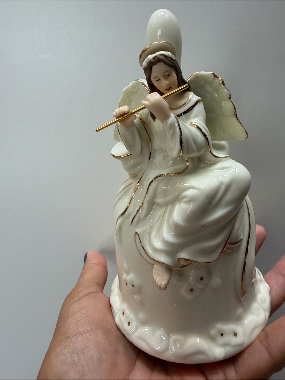 Porcelain Angel Figurine in White with Gold Accents
